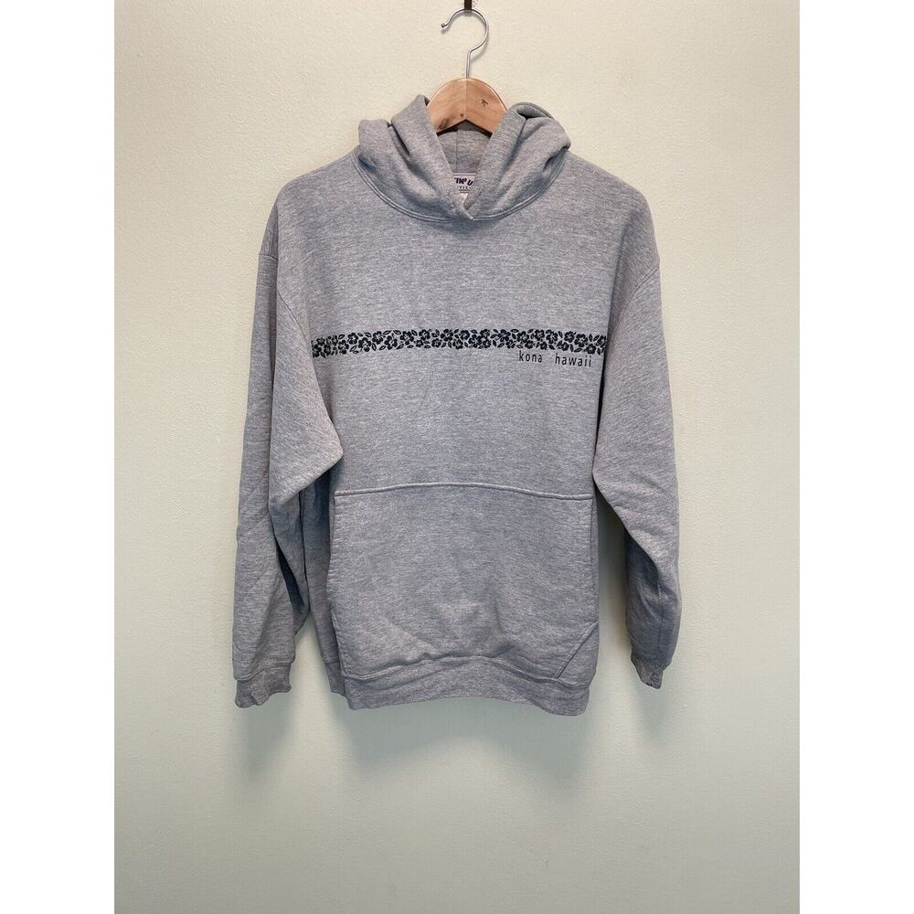 Vintage Mens Hoodie Small Gray Heavyweight Kona Hawaii Graphic Grunge 90s READ